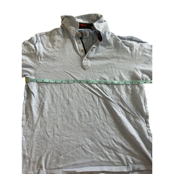Ted Baker Men's Classic Blue Herringbone Polo Top Preppy Golf Shirt Size 4 - Picture 5 of 5